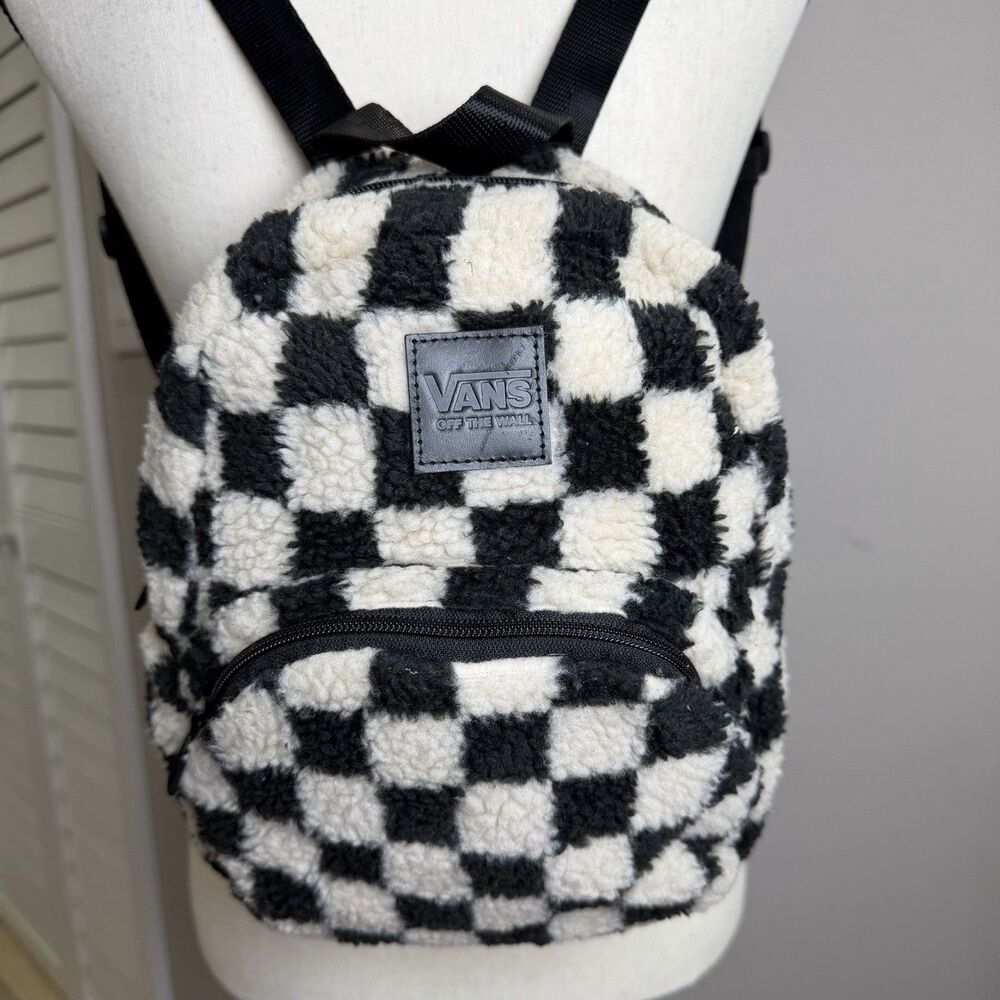URBAN OURFITTERS x VANS Unisex Black Sheep Mini Checkered Sherpa Backpack